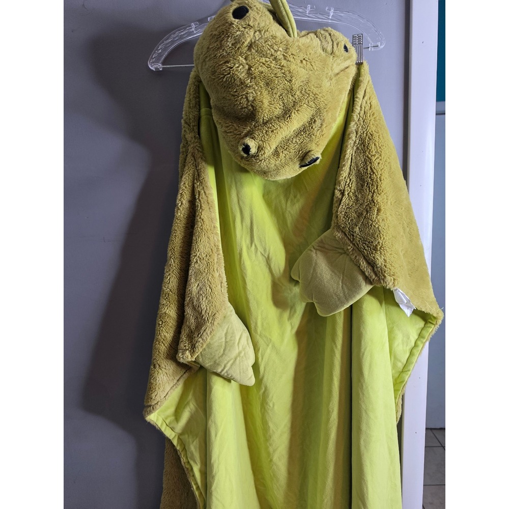 Plush Dinosaur Hooded Wearable Blanket Lime Green Faux Fur Character Wrap